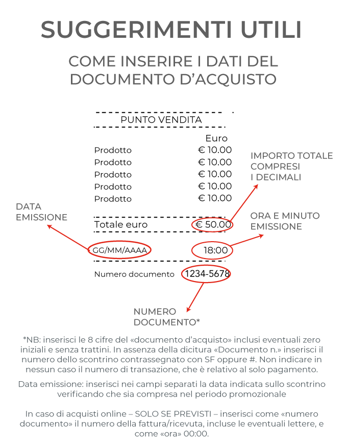 scontrino dettagli utili